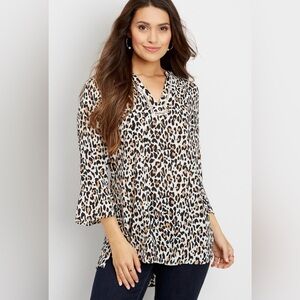 Maurices Animal Print V-Neck Blouse